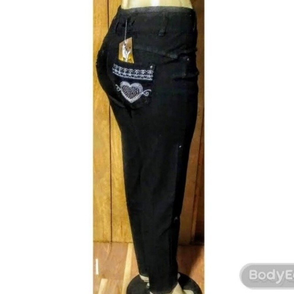 Popular Black Skinny Jeans With Hearts SIZE 12